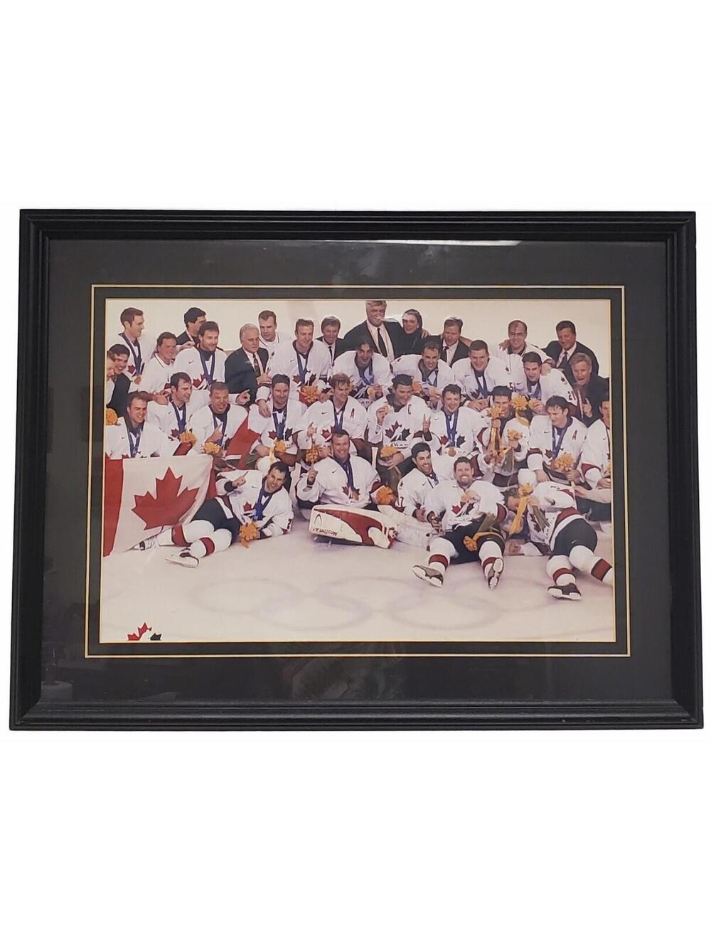 Vintage 2002 Framed Team Canada Hockey Olympic Victory Photo 18x23